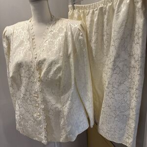 Vintage 90’s Y2K V.L.P. Dress 20W White Top Skirt Set Cottagecore Weddingfloral